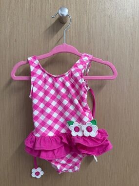 Florence Eiseman Pink & White Gingham Bathing Suit 0 - 3M Girls